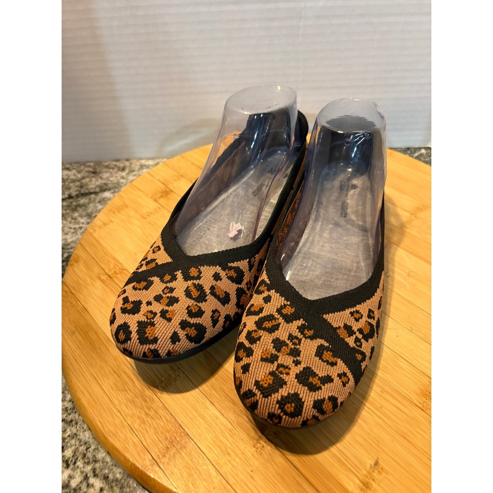 Clarks Cloudsteppers‎ Ballet Flats Leopard Print Black Trim Slip On  Shoes W9